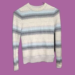 Pure Collection Light Blue and Grey Striped Women's Sweater